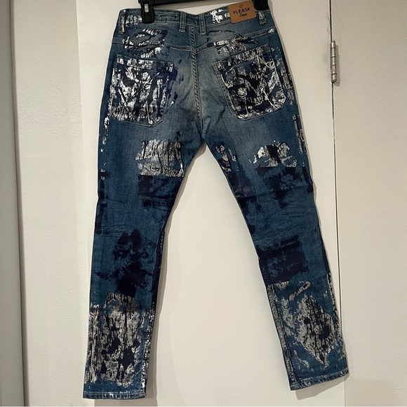 Please Denim Stylish Distressed Jeans with Metallic Accents Size XS - Picture 7 of 11